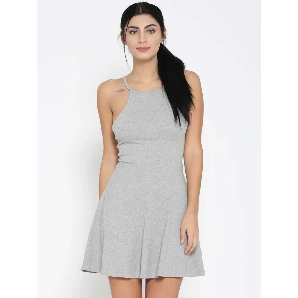 Forever 21 woman’s gray size S fit‎ and flare dress 95% cotton 5% spandex